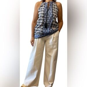 Classic sleeveless summer top with tassels versatile colour combo Size M EUC